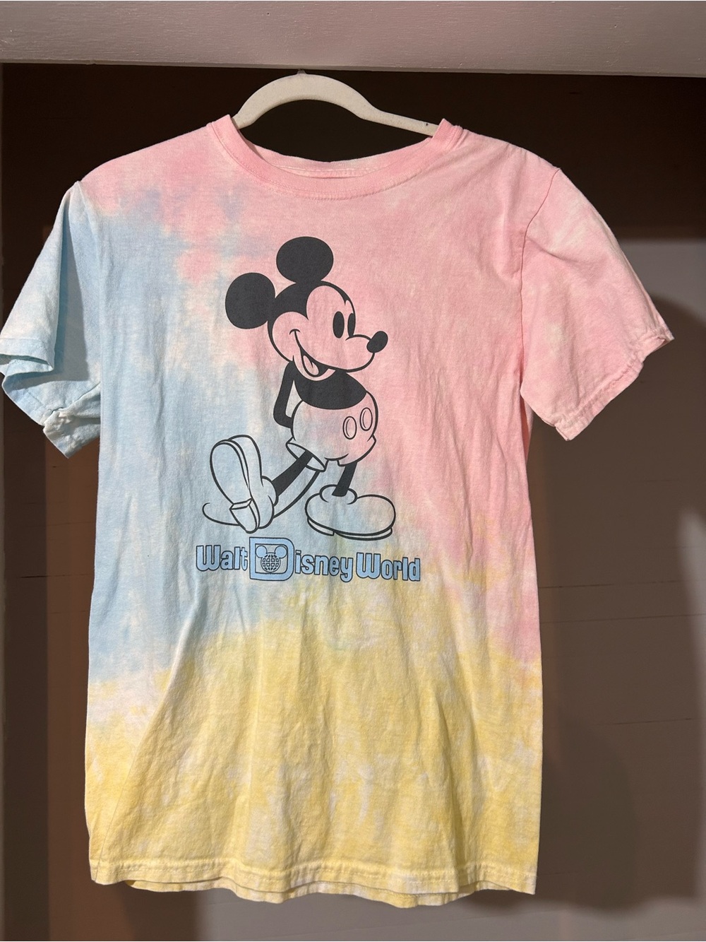Disney Tie-Dye Mickey Mouse Short Sleeve Tee - Pink Blue Yellow
